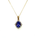 Yellow Gold Tanzanite and White Diamond Pendant