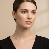 Yellow Gold Lab Grown Diamond Station Necklace