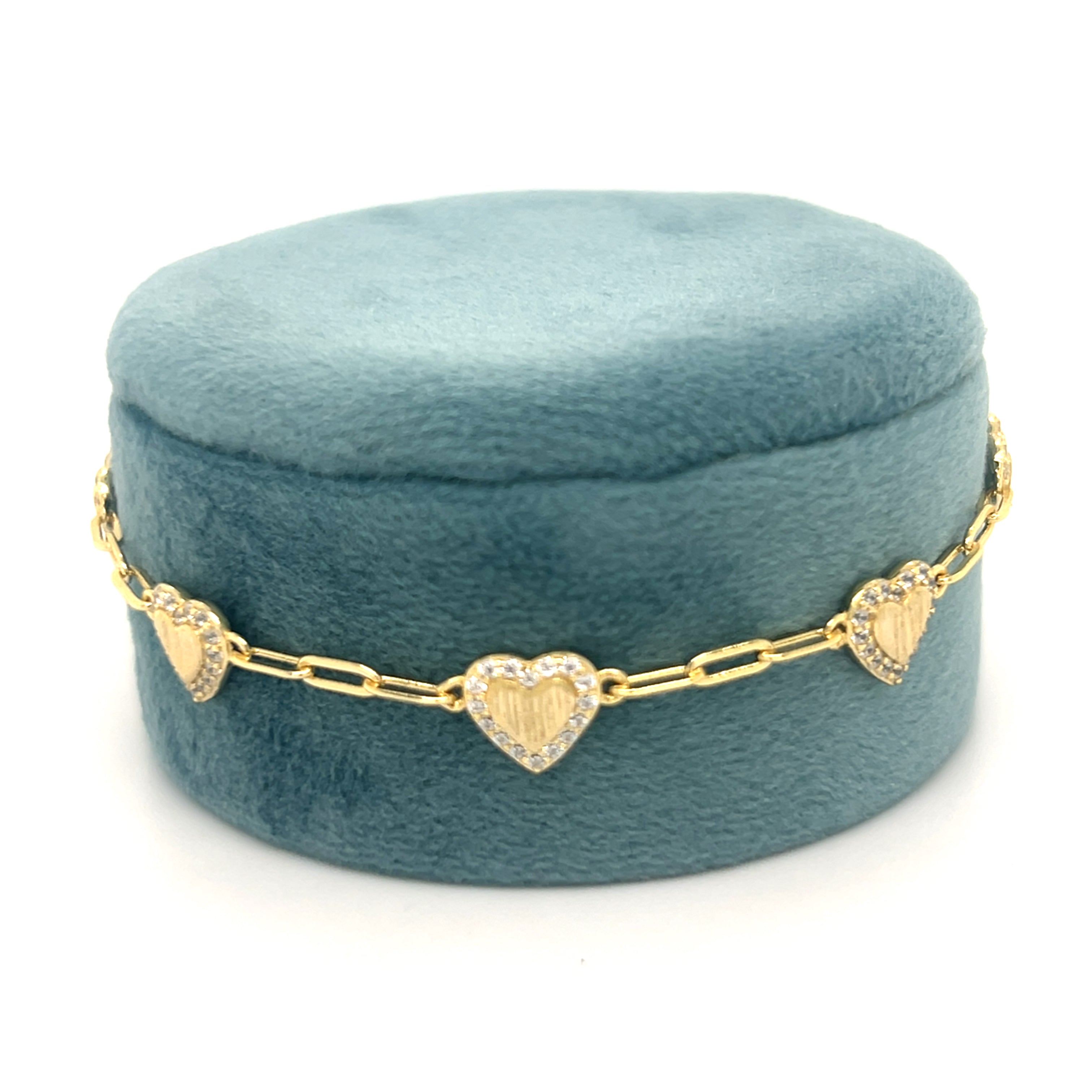 Silver Yellow Gold Plated Heart Bracelet