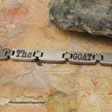 Men's Stainless Steel Deer Antler Inlay Link Bracelet