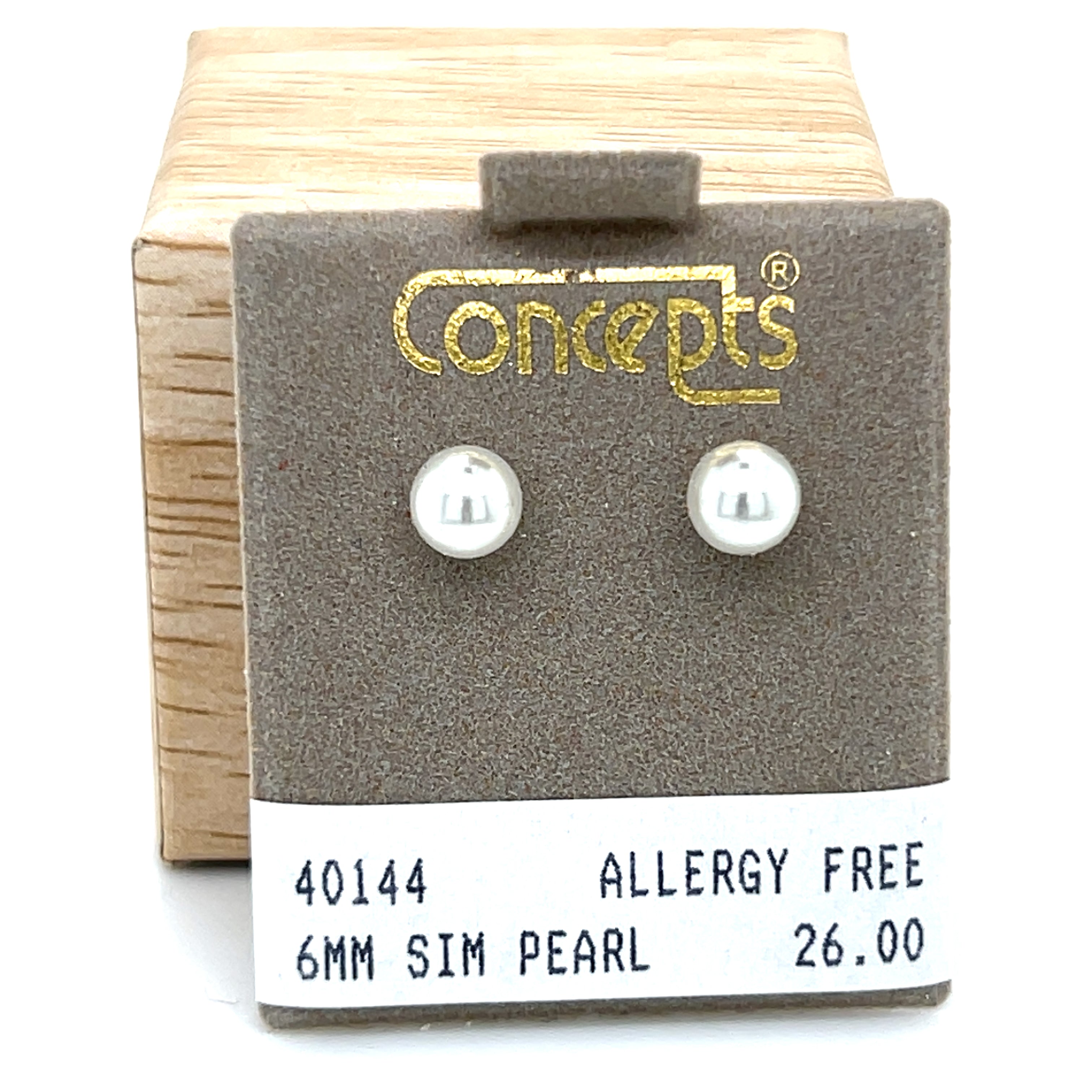 6mm Simulated Pearl Allergy Free Earrings