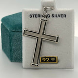 Silver Square Satin Cross Charm