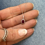 14K White Gold 0.80CT 5x7mm Ruby and 0.101 Carat Total Weight (23) Diamond Pendant