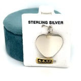 Sterling Silver Polished Engravable Heart Disc Charm