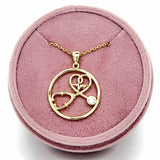 Silver Gold Plated Cubic Zirconia Stethoscope Heartbeat Circle Necklace