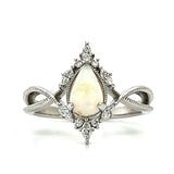 "Heidi" WJS Custom Set 14K White Gold Opal and Diamond Ring