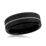Men's Matte and Polished Black Tungsten Ring Size 10