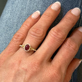 Yellow Gold 0.82CT 5x7mm Oval Ruby and 0.24 Carat Total Weight (42) Diamond Ring