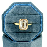 14K Yellow Gold 3.30 Carat Total Weight Lab Grown Diamond Hidden Halo Emerald Cut Engagement Ring