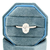 14K White Gold F VS2 Lab Grown 1.50 Carat Center Oval Diamond Engagement Ring with Hidden Halo 1.81 Carat Total Weight