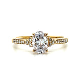 Yellow Gold Diamond 7x5mm Oval Center Semi Mount Bridal Engagement Ring