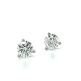 White Gold 3 Prong Martini Diamond Stud Earrings