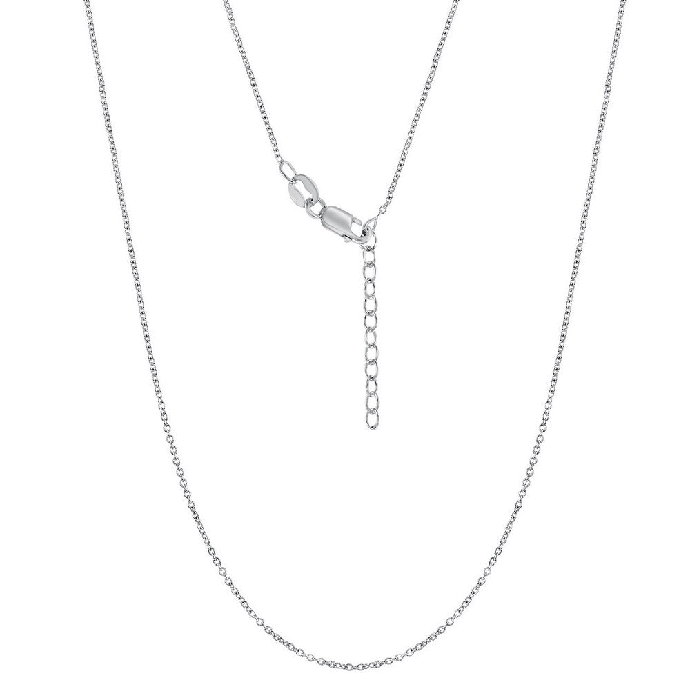 Sterling Silver Rhodium Plated 1.9mm Diamond-Cut Cable Chain with Lobster Lock 18+2"