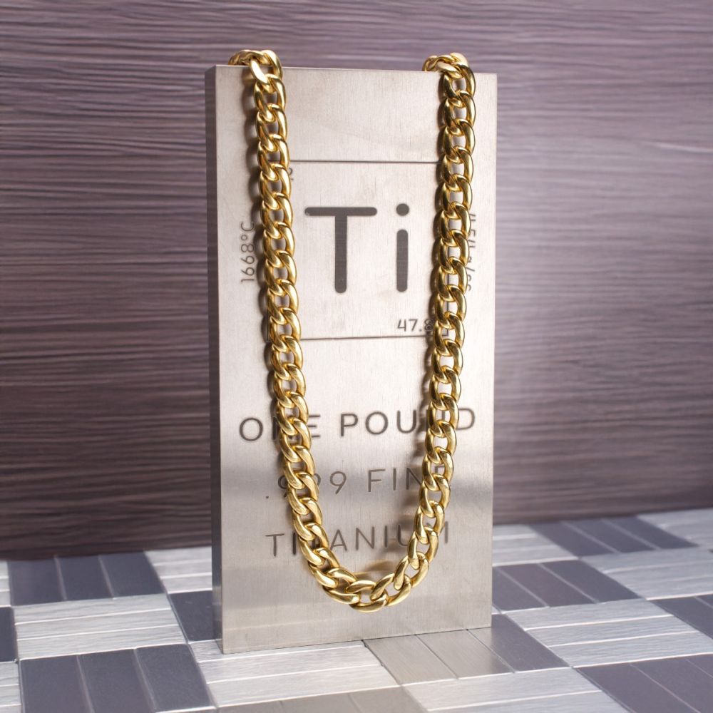 Men's 18K Gold IP Titanium Curb Chain Necklace