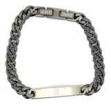 Stainless Steel Gunmetal-IP 7.8mm Curb Steel ID-Plate Bracelet 8+0.75"