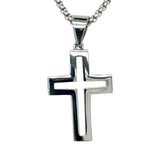Black Friday Men's Stainless Steel Cut-Out Cross Necklace
