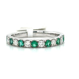 White Gold Emerald and Diamond Band Ring