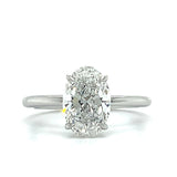 14K White Gold 2.15CTW Oval Solitaire with Pavé Hidden Halo Lab Grown Diamond Engagement Ring – 2.07CT Center, E VS1, IGI Certified