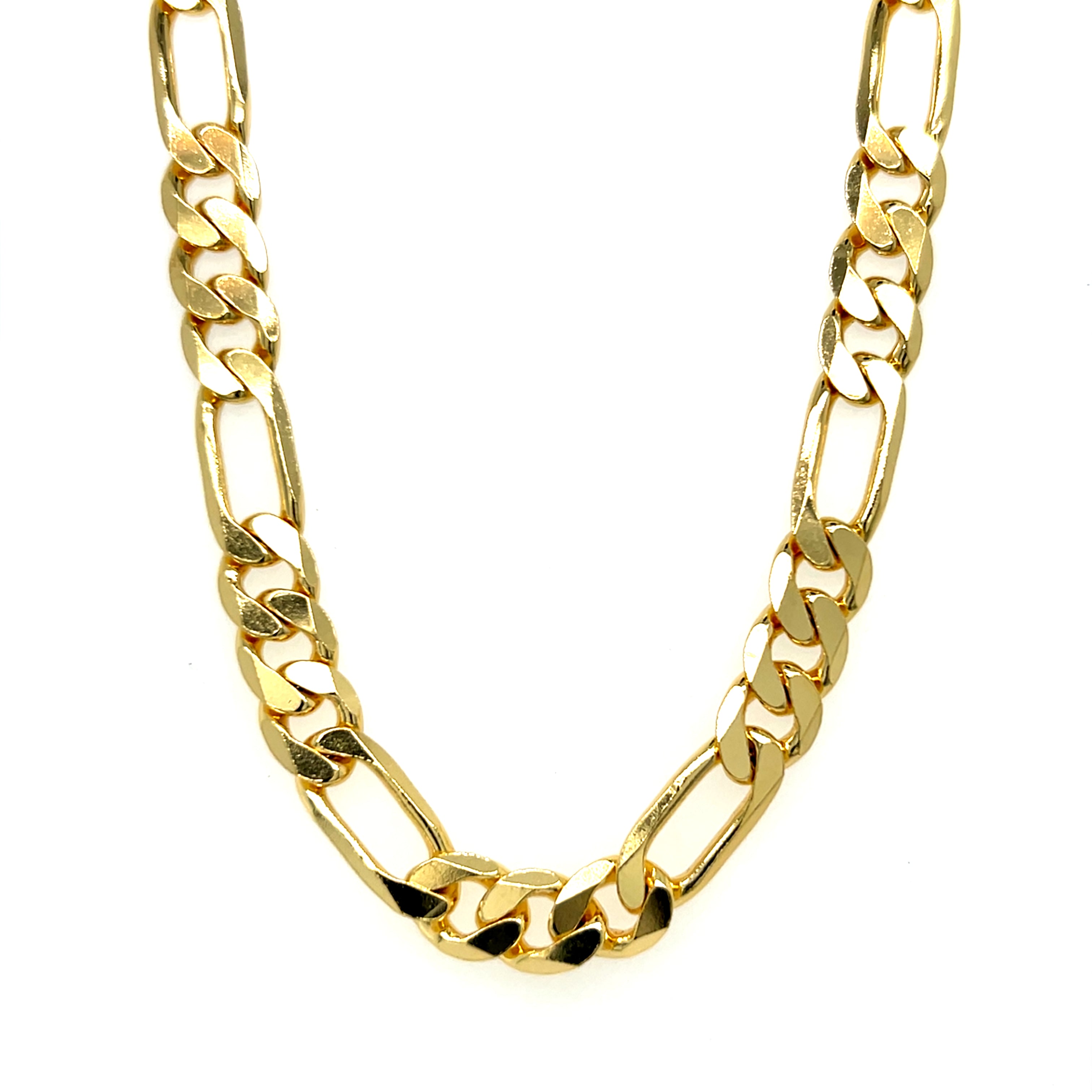 Silver Yellow Gold Electroplated 7mm Figaro Chain 22"