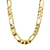 Silver Yellow Gold Electroplated 7mm Figaro Chain 22"