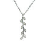 Silver Cubic Zirconia 8-Leaf Pendant Necklace