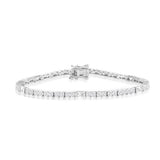 Sterling Silver, Rectangle & Round CZ Tennis Bracelet 7.5"