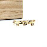 14K Yellow Gold 0.14 Carat Total Weight Diamond Wedding/Anniversary/ Stackable Leaf Band