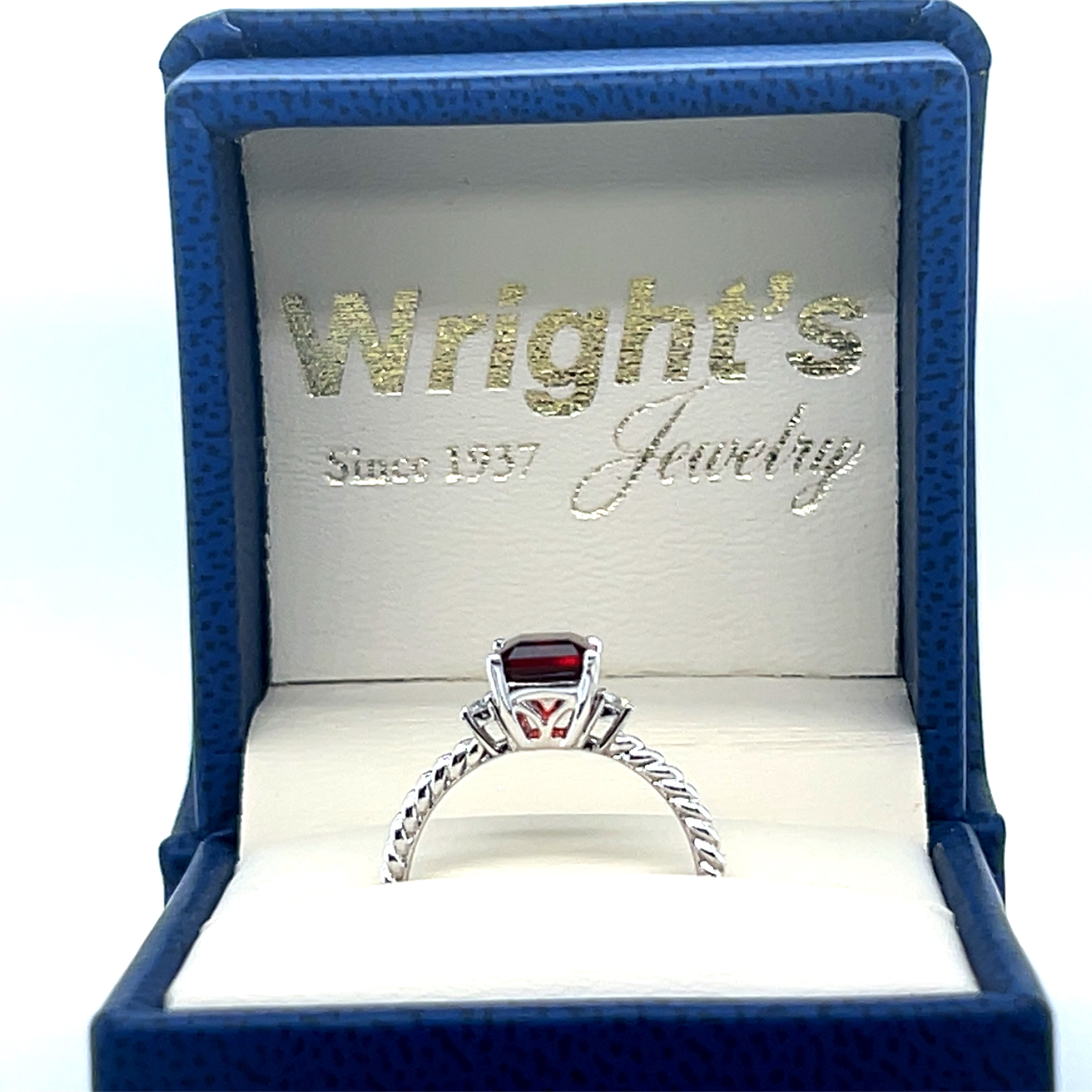 White Gold Garnet and Diamond Fashion Ring