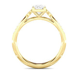 14K Yellow Gold .12 Carat Total Weight VS2-SI1 Clarity, FG Color Diamond 7x5mm Oval Center Semi Mount Bridal Engagement Ring