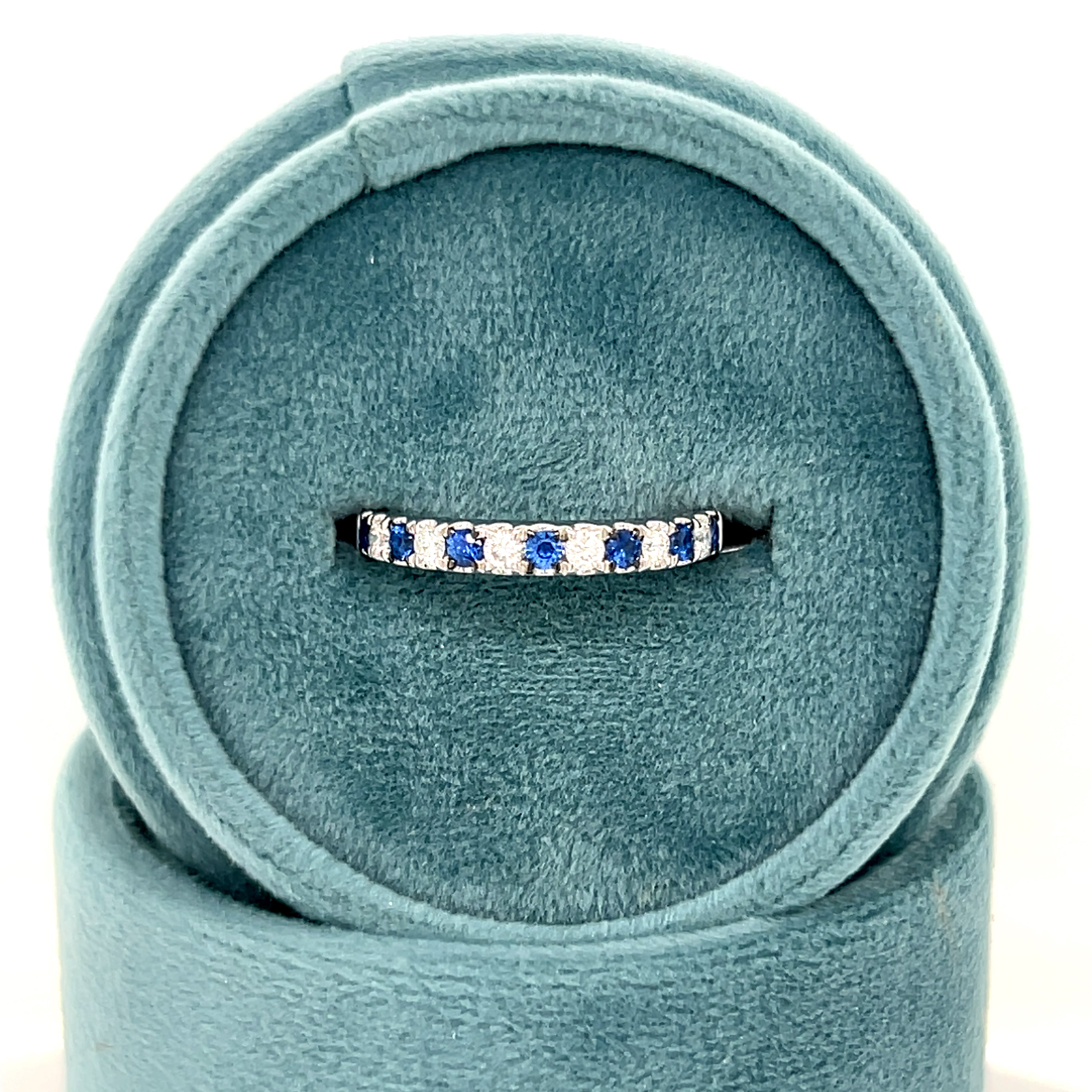 White Gold Sapphire and Diamond Band Ring