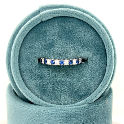 White Gold Sapphire and Diamond Band Ring