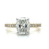14KTT 2.05CT Cushion Center & 0.39 Carat Total Weight Pave Round on Band & Hidden Halo Lab Grown Diamond Engagement Ring