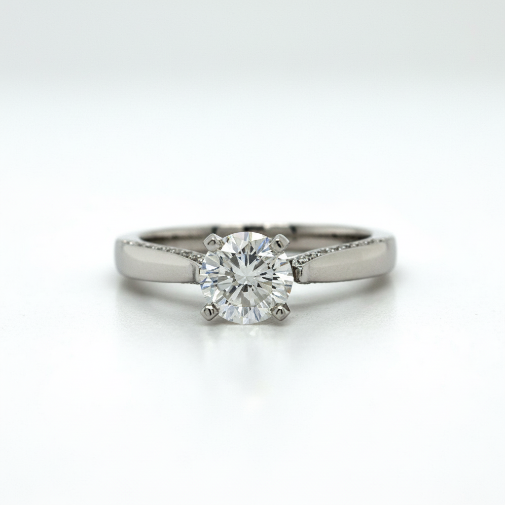 14K White Gold Diamond Bridal Engagement Ring