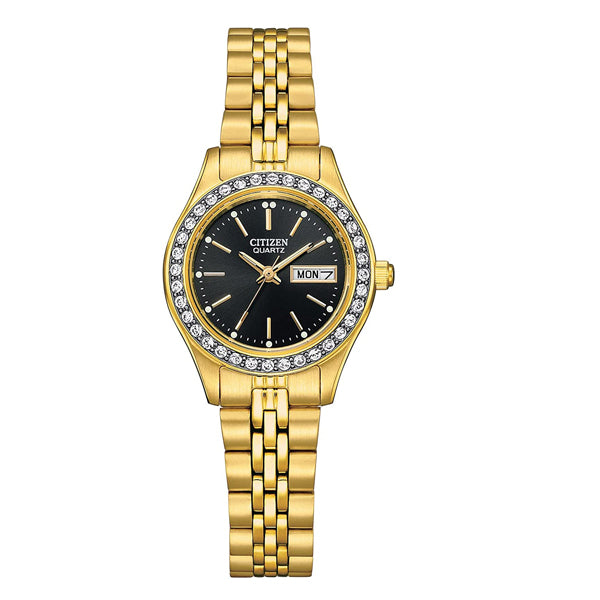 Ladies' Citizen Crystal Accent Goldtone Stainless Steel Watch