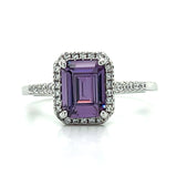 Silver Large Amethyst Cubic Zirconia February Birthstone Ring Size 7