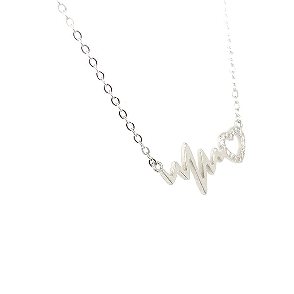 Silver Heartbeat Pendant Necklace