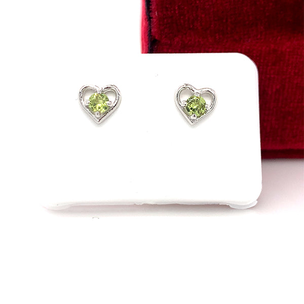 Sterling Silver Augustl Birthstone Earrings with Open Heart Design, Little Girl Jewelry