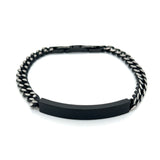 Stainless Steel Black-IP ID-Plate 7mm Curb Bracelet 8+0.5"
