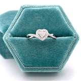 14K White Gold Diamond Heart Halo Promise/Bridal Ring (.10CTW)