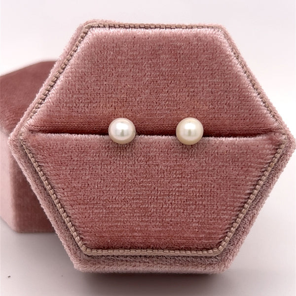 14K White Gold 5mm Pearl Earrings