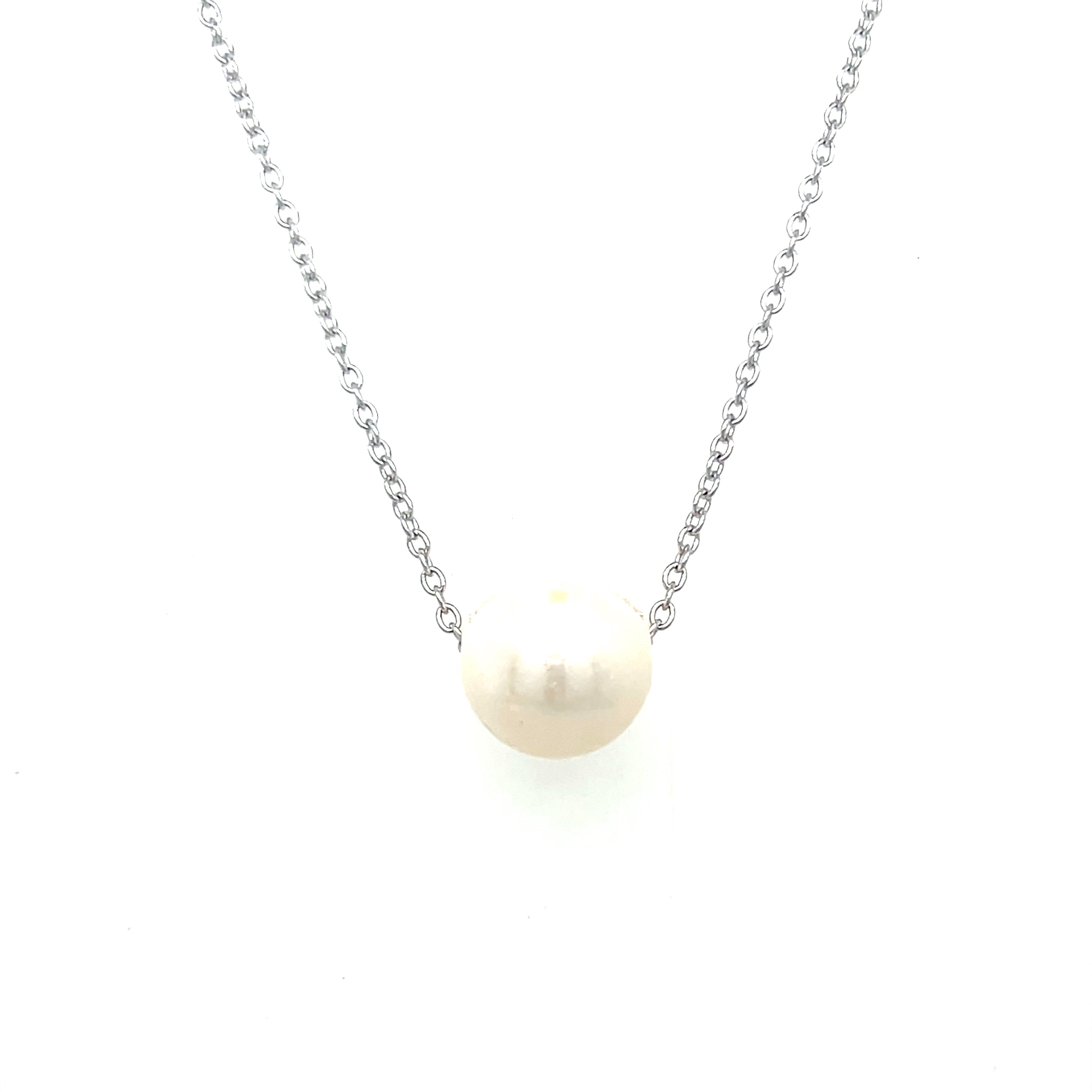 Silver Single Threaded Freshwater Pearl Necklace