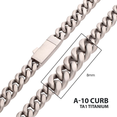 Men's Titanium Flat Clasp Miami Cuban Chain Necklace