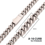 Men's Titanium Flat Clasp Miami Cuban Chain Necklace