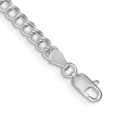 Sterling Silver 4.25mm Double Link Charm Bracelet 6"