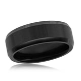 Men's Brushed and Polished Black Tungsten Ring Size 12