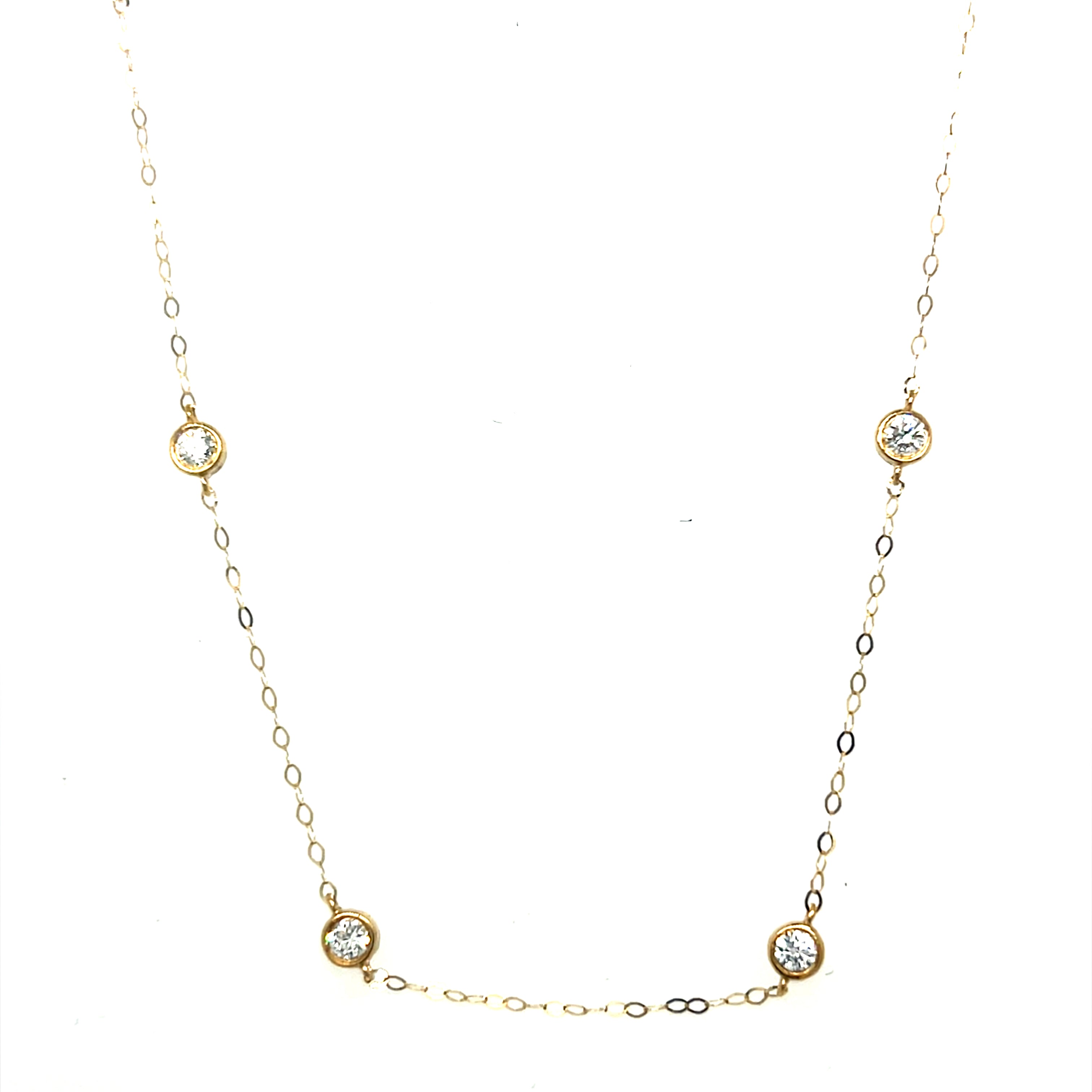 Yellow Gold Lab Grown Diamond Station Necklace