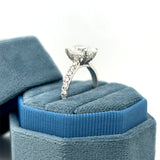 14K White Gold 3.78 Carat Total Weight Lab Grown Diamond Hidden Halo Oval Engagement Ring