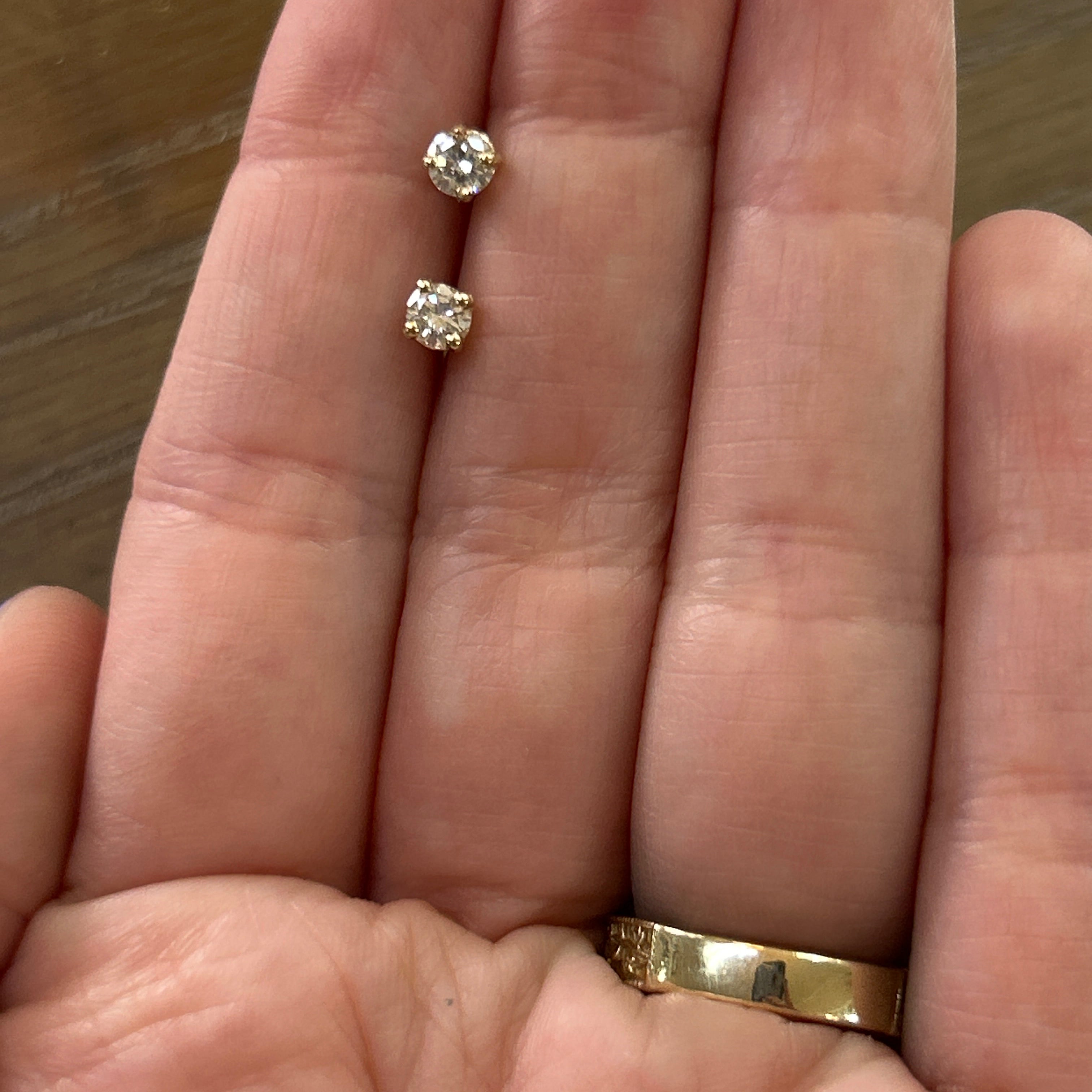 WJS Set 14K Yellow Gold 1/3 Carat Total Weight Diamond Studs