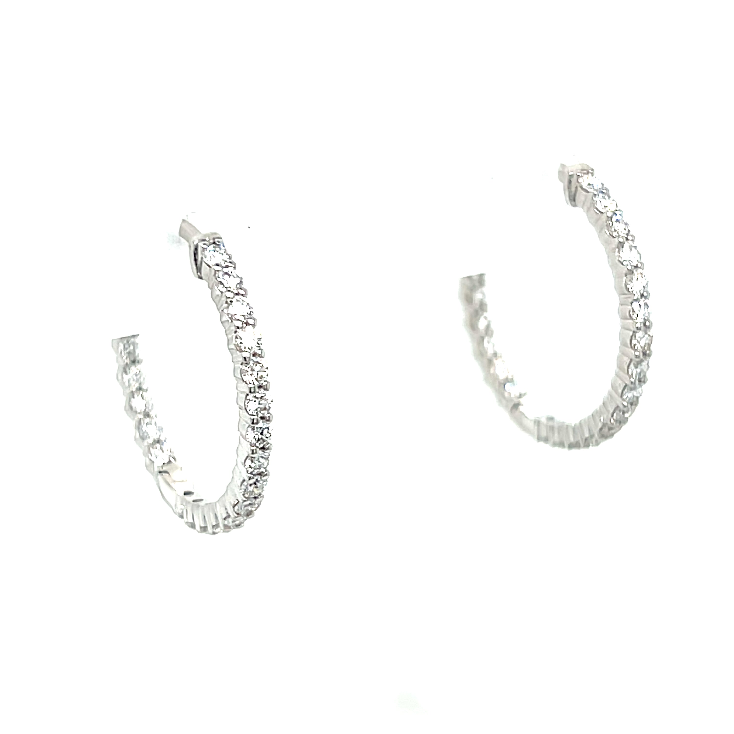 14K White Gold 1.05 Carat Total Weight Lab Grown Diamond In-Out Hoop Earrings