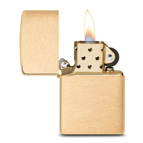 Zippo Solid Brass Plain Brushed Brass Lighter